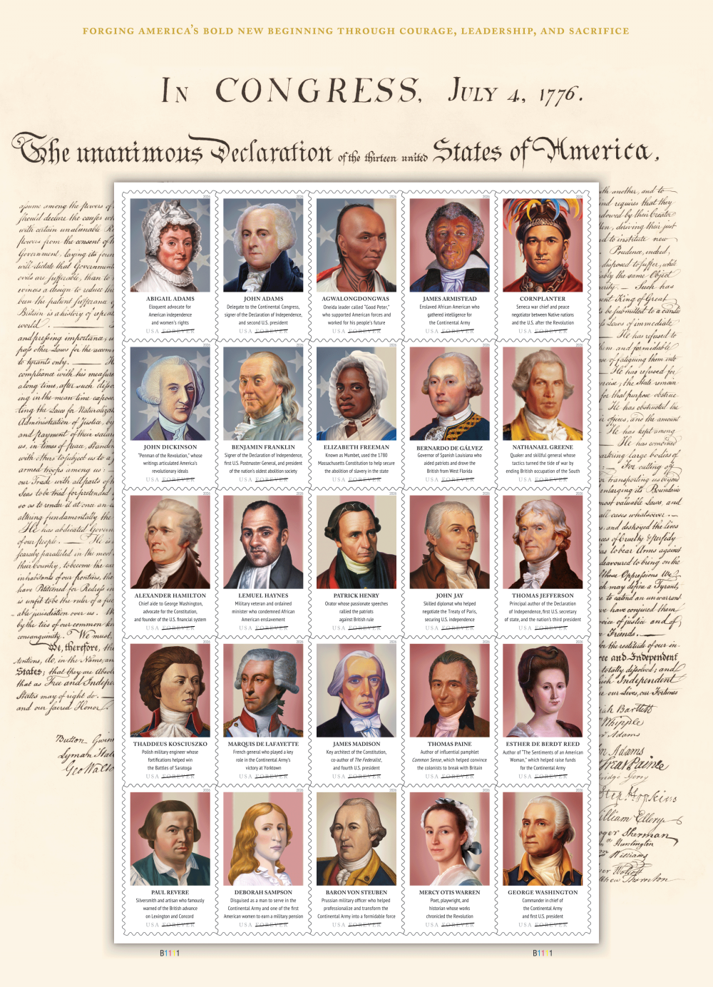 2026 Figures of the American Revolution stamps | Tool Stamps US Postage Stamps