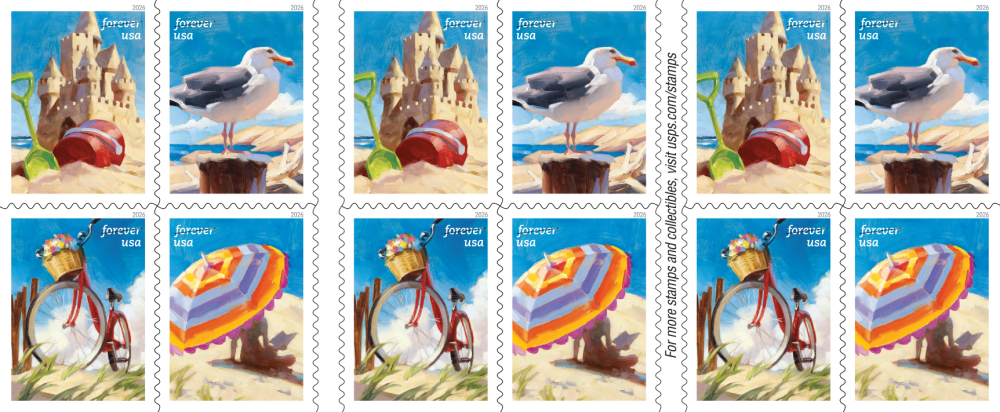 2026 A Day at the Beach stamps | Tool Stamps US Postage Stamps